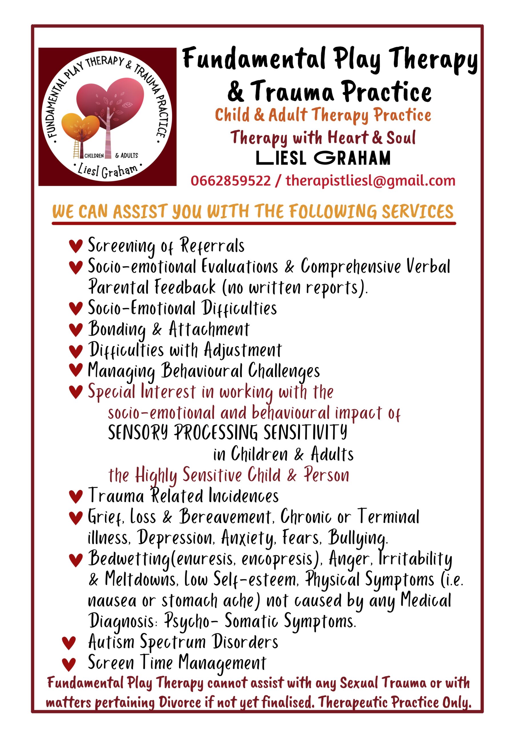 Fundamental Play Therapy and trauma practice Faerie Glen